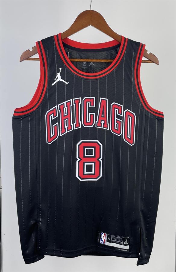 NBA Men 2023 Chicago Bulls Black with Jordan Logo #8 LAVINE Jersey High Quality Name and Number Print