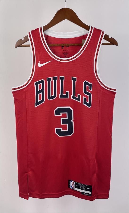 NBA Men 2023 Chicago Bulls Red #3 WADE Jersey High Quality Name and Number Print