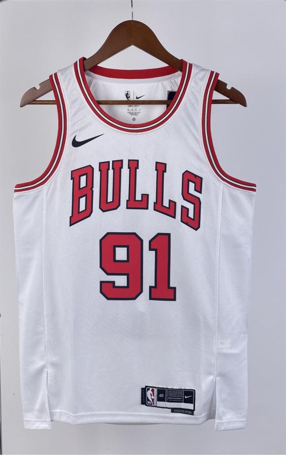 NBA Men 2023 Chicago Bulls White #91 RODMAN Jersey High Quality Name and Number Print