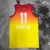 NBA Men 2023 Chicago Bulls All Stars Yellow #11 DEROZAN Jersey High Quality Name and Number Print