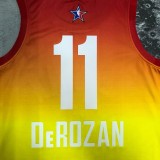 NBA Men 2023 Chicago Bulls All Stars Yellow #11 DEROZAN Jersey High Quality Name and Number Print