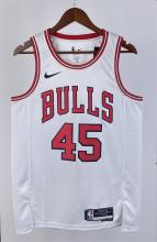 NBA Men 2023 Chicago Bulls White #45 JORDAN Jersey High Quality Name and Number Print