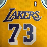 NBA Men Season 98-99 Los Angeles Lakers Yellow #73 RODMAN Jersey High Quality Name and Number Print
