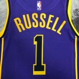 NBA Men Season 2023 Los Angeles Lakers Purple with Jordan Logo #1 RUSSELL Jersey High Quality Name and Number Print