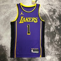 NBA Men Season 2023 Los Angeles Lakers Purple with Jordan Logo #1 RUSSELL Jersey High Quality Name and Number Print