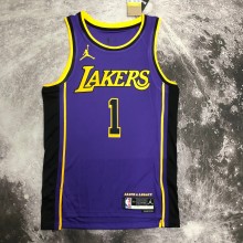 NBA Men Season 2023 Los Angeles Lakers Purple with Jordan Logo #1 RUSSELL Jersey High Quality Name and Number Print