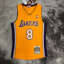 NBA Men Season 99-00 Los Angeles Lakers Yellow #8 BRYANT Jersey High Quality Name and Number Print