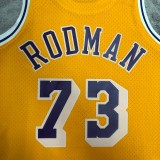 NBA Men Season 98-99 Los Angeles Lakers Yellow #73 RODMAN Jersey High Quality Name and Number Print