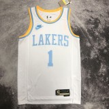 NBA Men Season 2023 Los Angeles Lakers White Retro Round Neck #1 RUSSELL Jersey High Quality Name and Number Print
