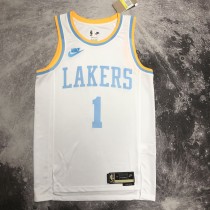NBA Men Season 2023 Los Angeles Lakers White Retro Round Neck #1 RUSSELL Jersey High Quality Name and Number Print