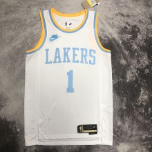 NBA Men Season 2023 Los Angeles Lakers White Retro Round Neck #1 RUSSELL Jersey High Quality Name and Number Print