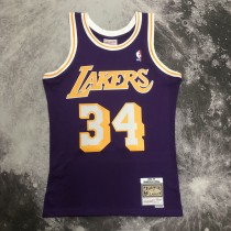 NBA Men Season 96-97 Los Angeles Lakers Purple #34 O'NEAL Jersey High Quality Name and Number Print