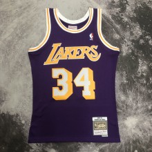 NBA Men Season 96-97 Los Angeles Lakers Purple #34 O'NEAL Jersey High Quality Name and Number Print