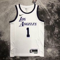 NBA Men Season 2023 Los Angeles Lakers White #1 RUSSELL Jersey High Quality Name and Number Print