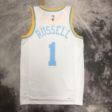 NBA Men Season 2023 Los Angeles Lakers White Retro Round Neck #1 RUSSELL Jersey High Quality Name and Number Print