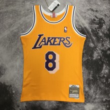 NBA Men Season 96-97 Los Angeles Lakers Yellow #8 BRYANT Jersey High Quality Name and Number Print