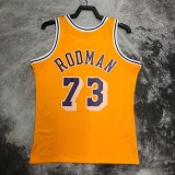 NBA Men Season 98-99 Los Angeles Lakers Yellow #73 RODMAN Jersey High Quality Name and Number Print