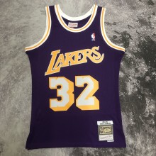 NBA Men Season 84-85 Los Angeles Lakers Purple #32 JOHNSON Jersey High Quality Name and Number Print