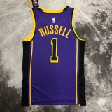 NBA Men Season 2023 Los Angeles Lakers Purple with Jordan Logo #1 RUSSELL Jersey High Quality Name and Number Print