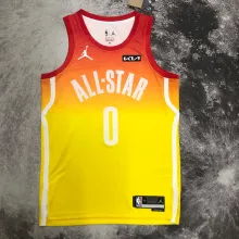 NBA Men Season 2023 Boston Celtics All Star Yellow #0 TATUM Jersey High Quality Name and Number Print