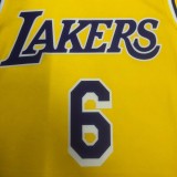 NBA Men Season 2023 Los Angeles Lakers Yellow #6 JAMES Jersey High Quality Name and Number Print