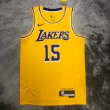 NBA Men Season 2023 Los Angeles Lakers Yellow #15 REAVES Jersey High Quality Name and Number Print