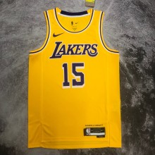 NBA Men Season 2023 Los Angeles Lakers Yellow #15 REAVES Jersey High Quality Name and Number Print