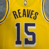 NBA Men Season 2023 Los Angeles Lakers Yellow #15 REAVES Jersey High Quality Name and Number Print