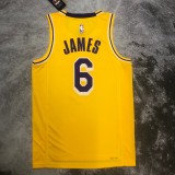 NBA Men Season 2023 Los Angeles Lakers Yellow #6 JAMES Jersey High Quality Name and Number Print