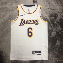 NBA Men Season 2023 Los Angeles Lakers White #6 JAMES Jersey High Quality Name and Number Print