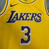NBA Men Season 2023 Los Angeles Lakers Yellow #3 DAVIS Jersey High Quality Name and Number Print