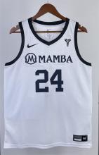 NBA Men Los Angeles Lakers MAMBA White #24 BRYANT Jersey High Quality Name and Number Print