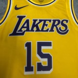 NBA Men Season 2023 Los Angeles Lakers Yellow #15 REAVES Jersey High Quality Name and Number Print