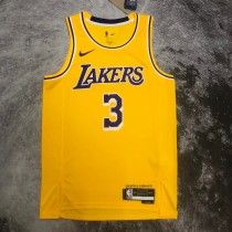 NBA Men Season 2023 Los Angeles Lakers Yellow #3 DAVIS Jersey High Quality Name and Number Print