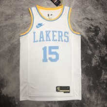 NBA Men Season 2023 Los Angeles Lakers White Retro Round Neck #15 REAVES Jersey High Quality Name and Number Print