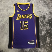 NBA Men Season 2023 Los Angeles Lakers Purple with Jordan Logo #15 REAVES Jersey High Quality Name and Number Print