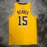 NBA Men Season 2023 Los Angeles Lakers Yellow #15 REAVES Jersey High Quality Name and Number Print