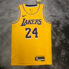 NBA Men Season 2023 Los Angeles Lakers Yellow #24 BRYANT Jersey High Quality Name and Number Print