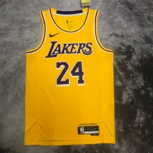 NBA Men Season 2023 Los Angeles Lakers Yellow #24 BRYANT Jersey High Quality Name and Number Print