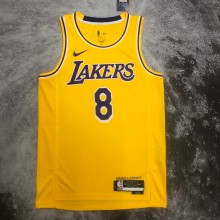 NBA Men Season 2023 Los Angeles Lakers Yellow #8 BRYANT Jersey High Quality Name and Number Print