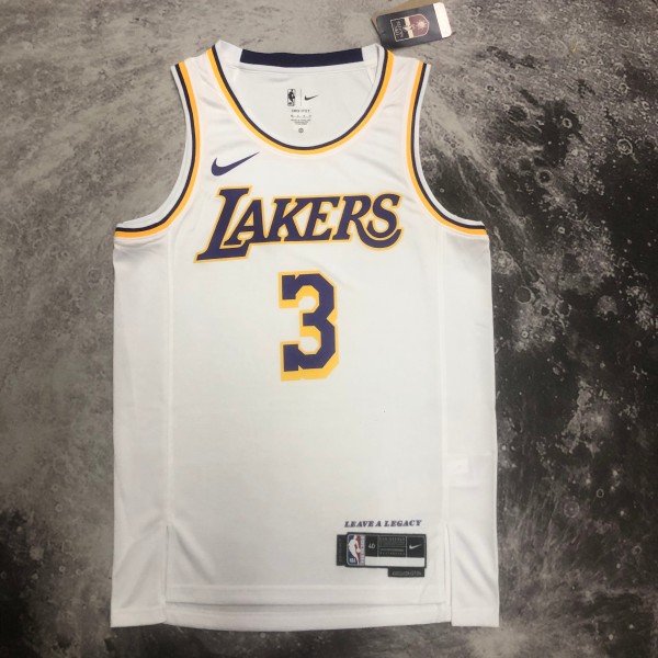 NBA Men Season 2023 Los Angeles Lakers White #3 DAVIS Jersey High Quality Name and Number Print