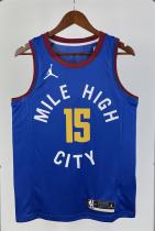 NBA Men Season 2021 Denver Nuggets Blue with Jordan Logo #15 JOKIC Jersey High Quality Name and Number Print