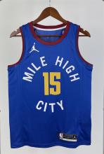 NBA Men Season 2021 Denver Nuggets Blue with Jordan Logo #15 JOKIC Jersey High Quality Name and Number Print
