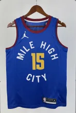 NBA Men Season 2021 Denver Nuggets Blue with Jordan Logo #15 JOKIC Jersey High Quality Name and Number Print