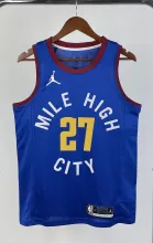 NBA Men Season 2021 Denver Nuggets Blue with Jordan Logo #27 MURRAY Jersey High Quality Name and Number Print