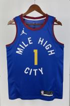 NBA Men Season 2021 Denver Nuggets Blue with Jordan Logo #1 PORTER JR. Jersey High Quality Name and Number Print