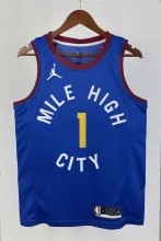 NBA Men Season 2021 Denver Nuggets Blue with Jordan Logo #1 PORTER JR. Jersey High Quality Name and Number Print