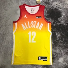 NBA Season 2023 Memphis Grizzlies Yellow All Star #12 MORANT Jersey High Quality Name and Number Print