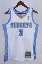NBA Men Season 06-07 Denver Nuggets White #3 IVERSON Jersey High Quality Name and Number Print