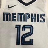 NBA Season 2023 Memphis Grizzlies White #12 MORANT Jersey High Quality Name and Number Print